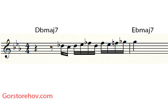 фраза для перехода из аккорда Dbmaj7 в Ebmaj7