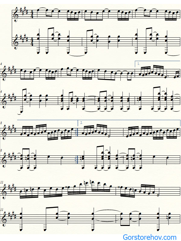 Музыка с использованием альтерированных ступеней и мелодического мажора - ноты страница 1