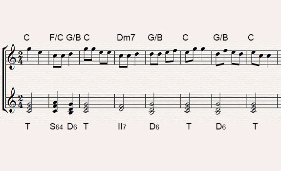 Гармонизация мелодии с рисунка 1